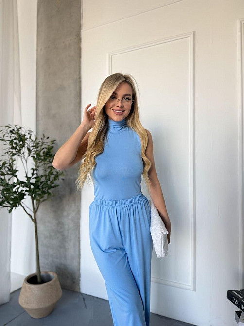 Женский базовый костюм двойка: топ американка и штаны палаццо вискоза Одесса - изображение 4