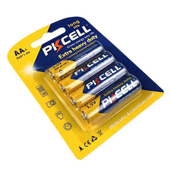 Комплект з 20 батарейок PKCELL Extra Heavy Duty AA R6P 1.5V по 4шт/блістер Київ