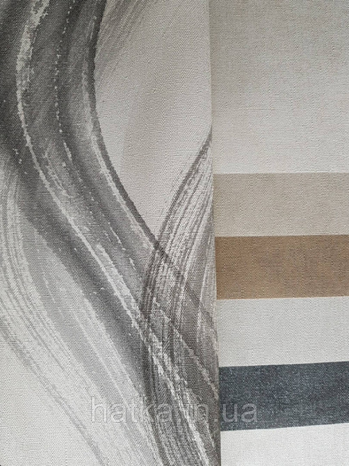 Шпалери вінілові на флізелін Marburg Shades чорні сірі смуги хвилі на світлому фоні Київ - фото 3