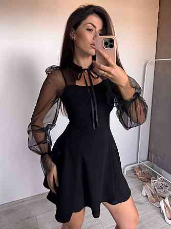 Женское нежное платье с рукавами из сеточки креп дайвинг 46/48 Одесса