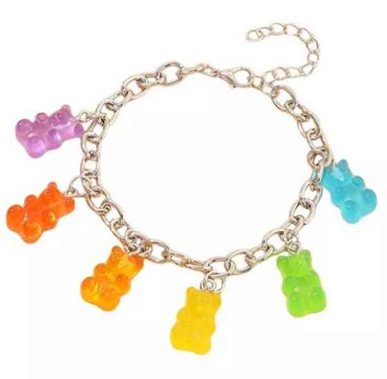 Браслет мишки - длина 25см, регулируется, смола, цинковый сплав Киев