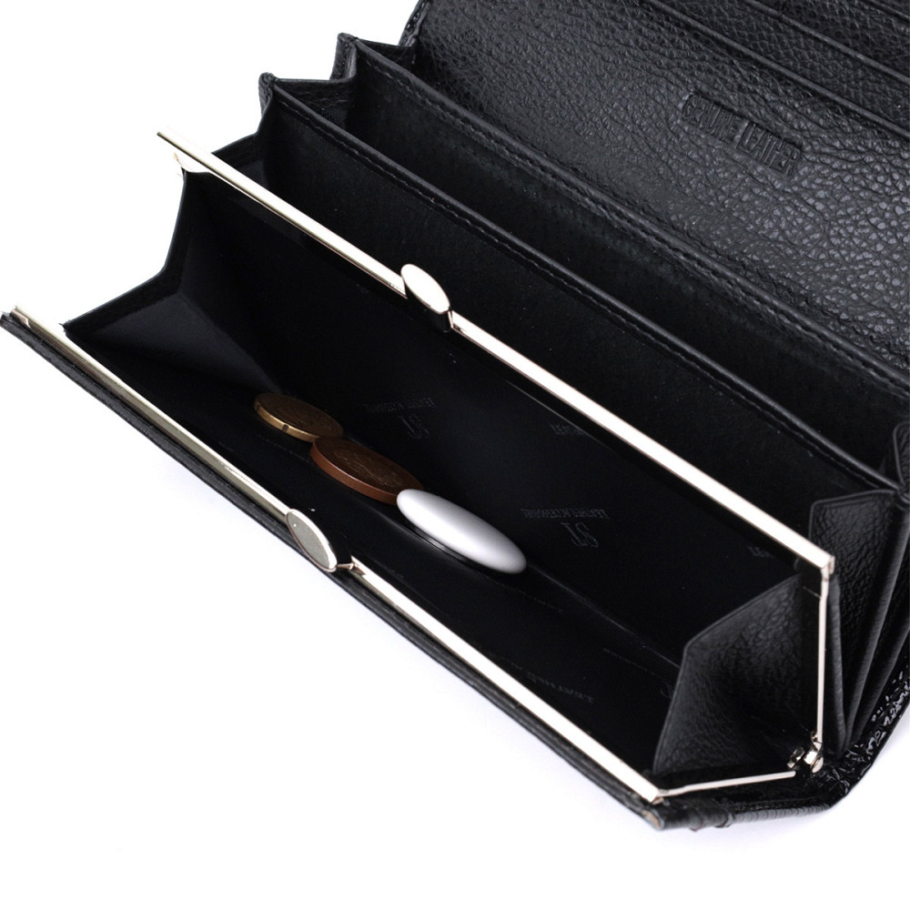 Жіночий гаманець із натуральної лакованої шкіри ST Leather 22679 Чорний Київ - фото 9