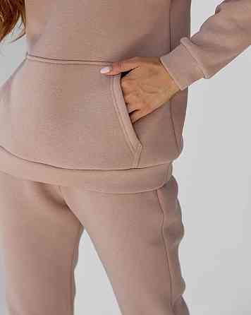 Жіночий спортивний теплий костюм оверсайз на флісі Пудровий XXL Харків