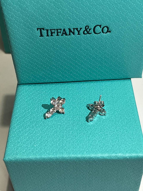 Сережки крестики   Тіффані Срібло 925  Гравірування  Tiffany Одеса - фото 3