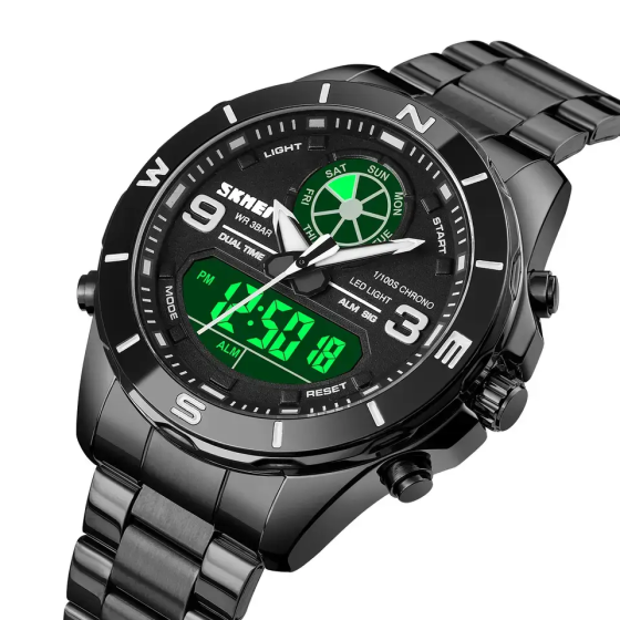 Годинник чоловічий на сталевому браслеті Skmei 1839 (Чорний з чорним циферблатом) Вінниця