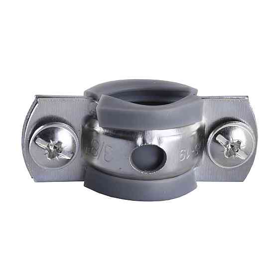 Хомут в сборе CR 3/8″ (16-19мм) с винтом-шурупом 8*80 и дюбелем в уп., серый Киев