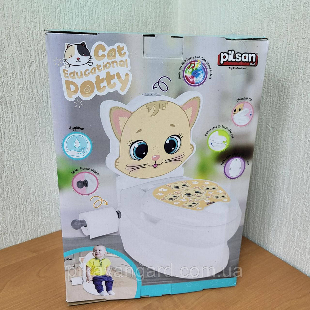 Дитячий горщик у вигляді унітазу Котик Pilsan 07-563 (звук слива, підсвічування, спинка, горщик, що знімається) Хмельницький - фото 6