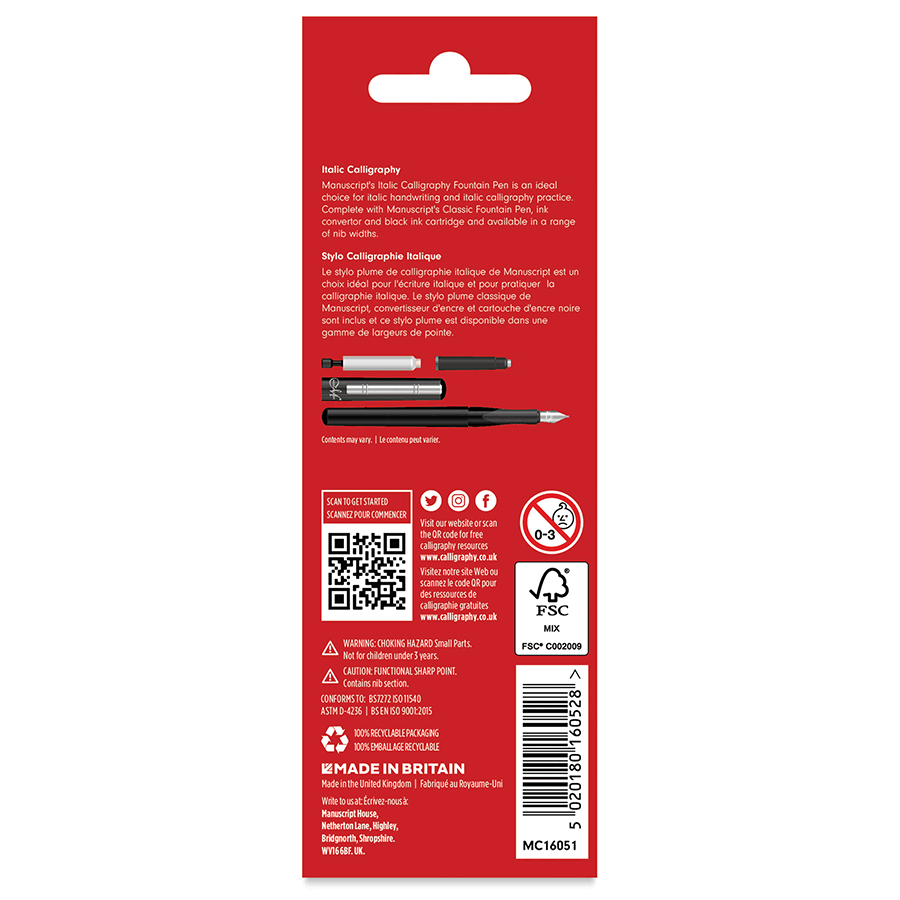 Набір для каліграфії Italic Calligraphy Pen Medium (перо чорний картридж конвертер) Manuscript Київ - фото 6