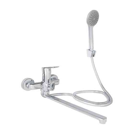 Змішувач для ванни з душовим гарнітуром Lidz Latwa 005 з поворотним виливом хром. Київ