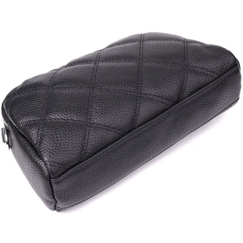 Стильна сумка прошита ромбами з натуральної шкіри Vintage 22930 Чорний Київ - фото 5