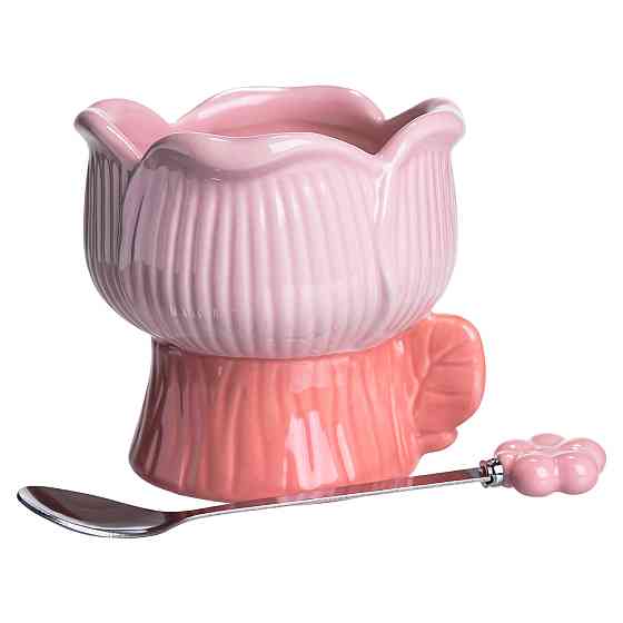 Креманка з ложкою у формі квітки, 300 мл, рожевий Київ