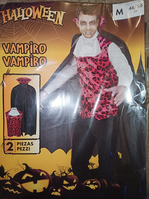 Чоловічий костюм Вампір для вечірки на Хелловін жилетка та плащ розмір М 48-50 чорний Київ - фото 8