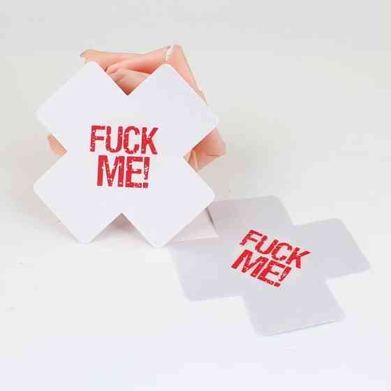 Наклейки на груди Хрести з написом 8 см біло-червоний Київ