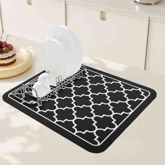 Коврик кухонный на столешницу для посуды, бытовых приборов,резиновый, влагопоглощающий,защитный,чёрный Каменец-Подольский