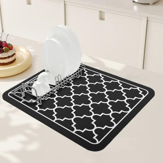 Коврик кухонный на столешницу для посуды, бытовых приборов,резиновый, влагопоглощающий,защитный,чёрный Каменец-Подольский - изображение 3