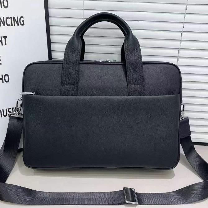 Кожаная мужская деловая сумка-портфель портфель для ноутбука черный Tiding Bag 56901 Каменское - изображение 1