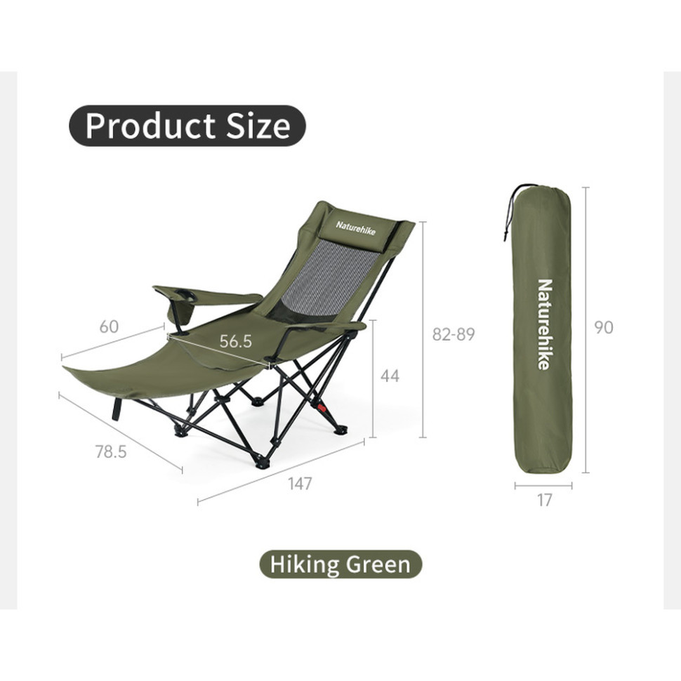 Крісло-шезлонг складане Naturehike CNK2550JJ023 Nightfall T05, сталь, оливкове Київ - фото 16