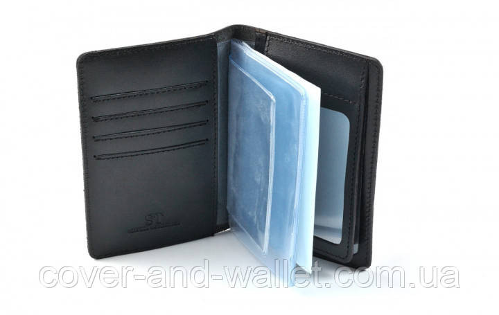 Обкладинка для авто документів з натуральної шкіри чорного кольору ST Leather Київ - фото 4