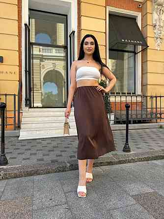 Жіноча шовкова спідниця Silk 54-56, Шоколадний Київ