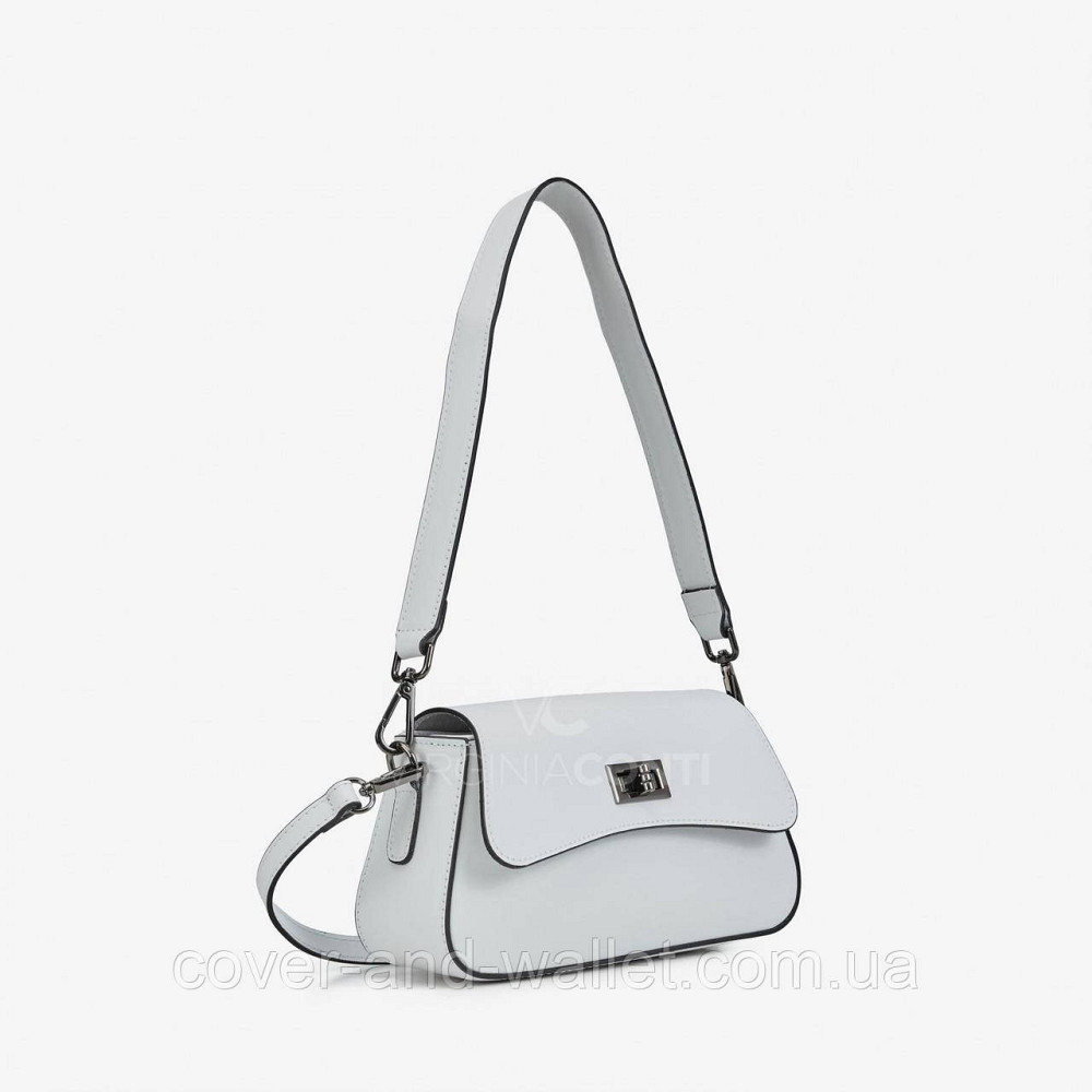 Вишукана жіноча сумочка з італійської гладкої шкіри білого кольору Virginia Conti Київ - фото 1