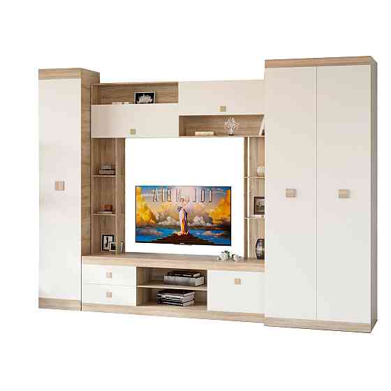 Гостиная стенка Эверест Соната 3 (модульная - 3 элемента) дуб сонома+белый (DTM-2238) Львов