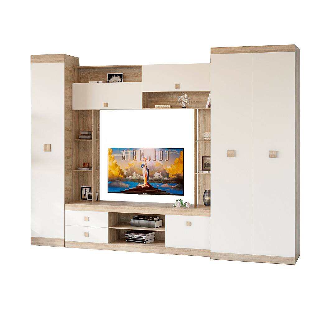 Гостиная стенка Эверест Соната 3 (модульная - 3 элемента) дуб сонома+белый (DTM-2238) Львов - изображение 2