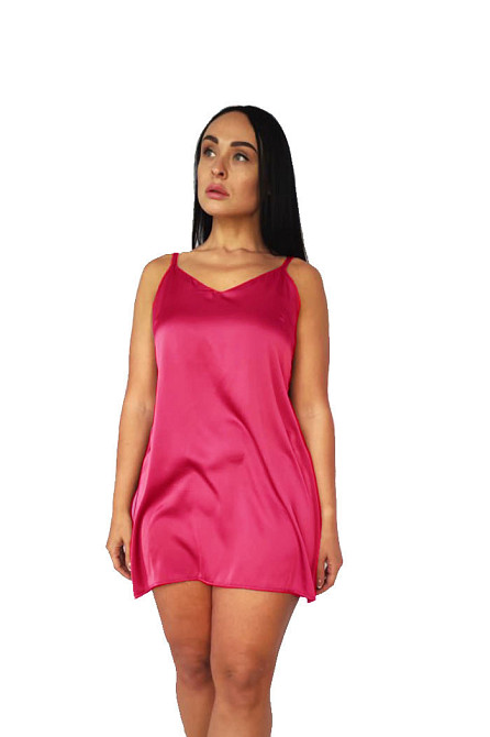 Жіноча нічна сорочка шовкова на регульованих бретельках Малиновий XS/S Харків - фото 1