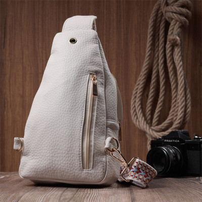 Сумка Vintage Жіноча з однією лямкою через плече з крупнозернистої екошкіри Молочна (22761) Вінниця - фото 6