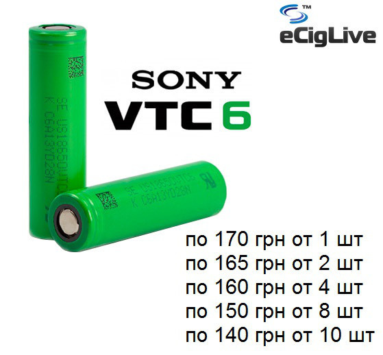 Высокотоковые аккумуляторы Sony VTC6 3100 mAh 30A 18650 Original Киев - изображение 1