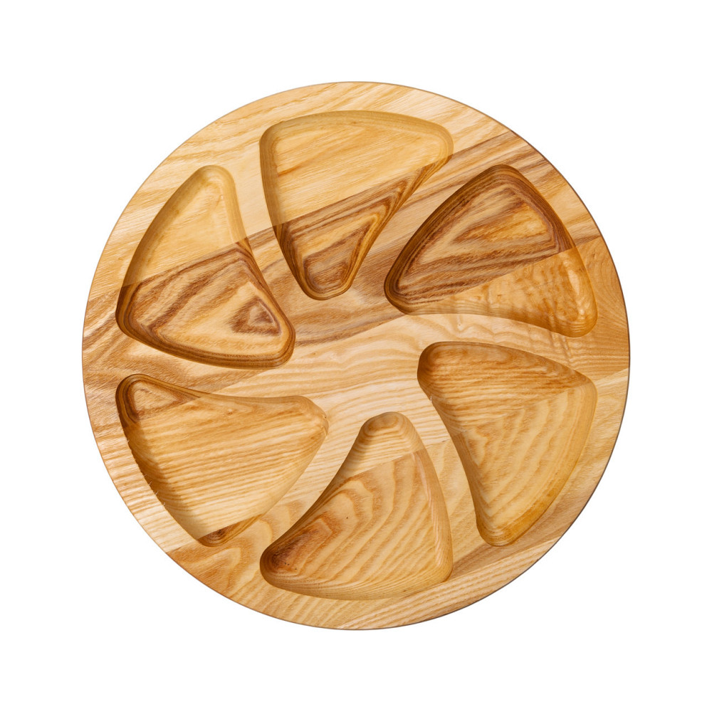 Круглая деревянная менажница на 6 секций, 30 см Киев - изображение 3