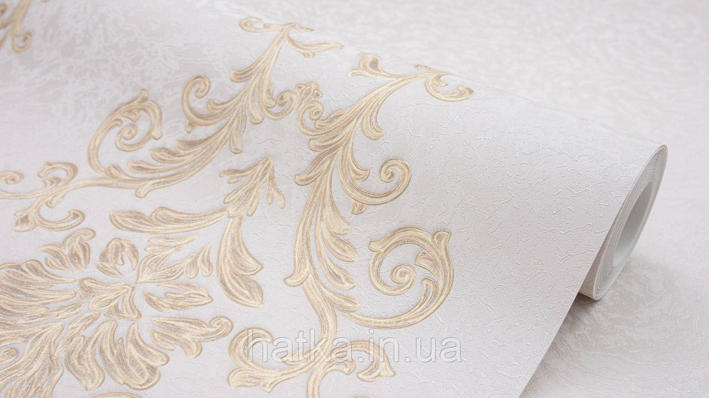 Шпалери метрові вінілові на флізеліні Sintra Classic класика вензелю візерунки структурні золотисті на кремовому 454732 Київ - фото 3