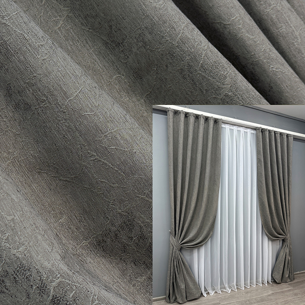 Комплект штор VR-Textil Жаккард Viva Marmo № 1788ш Серый 150х270 см 2 шт (33-0746) Киев - изображение 1