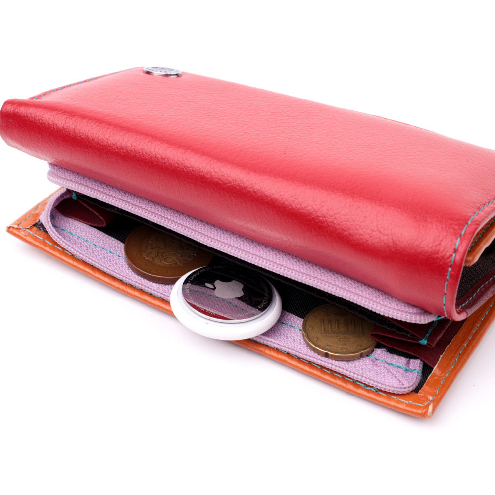 Шкіряний гаманець в три складання для жінок Різнокольоровий (ST Leather) Київ - фото 1