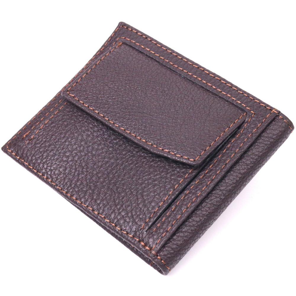 Практичний чоловічий затиск із монетницею з натуральної шкіри KARYA 21404 Коричневий Київ - фото 10