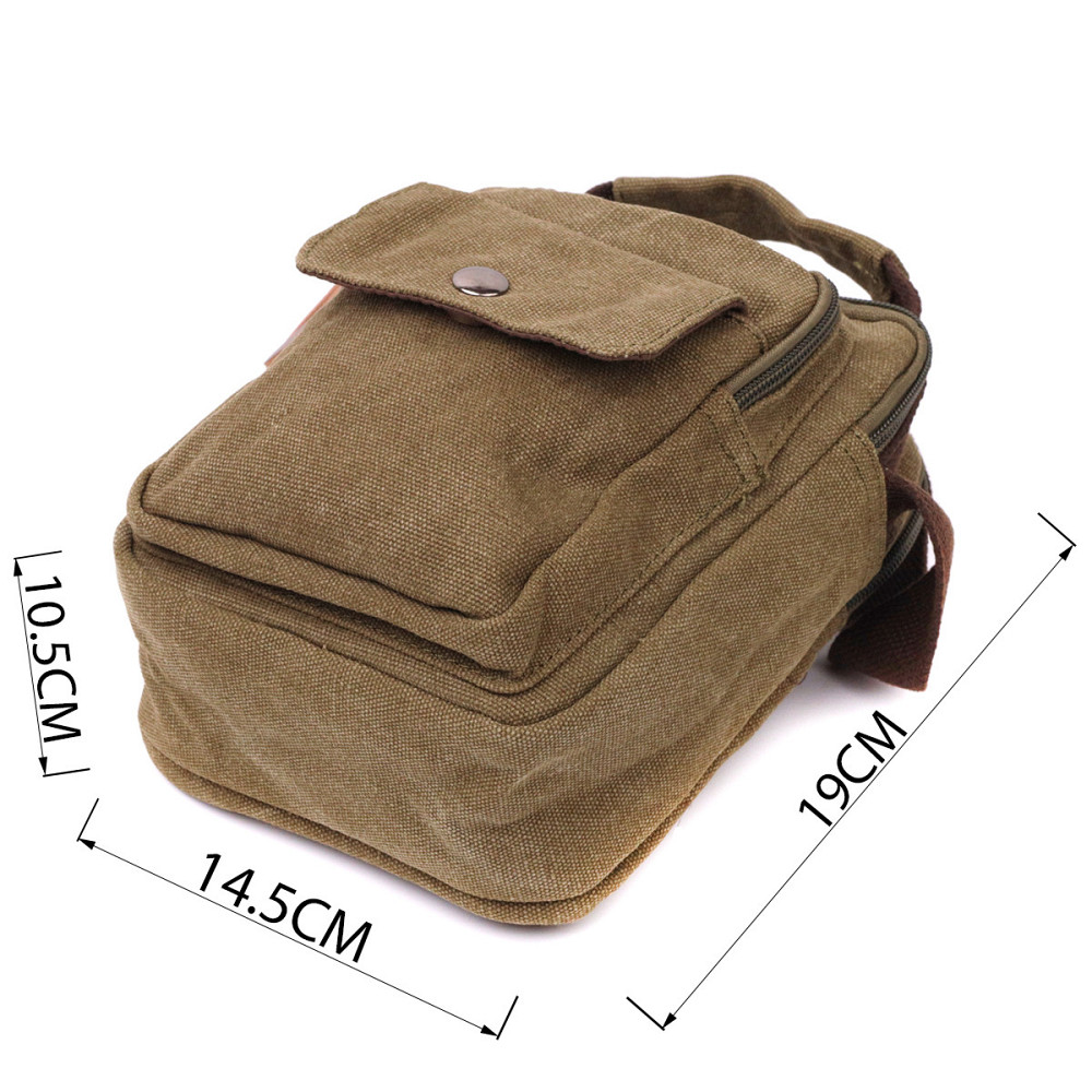 Цікава невелика чоловіча сумка із щільного текстилю Оливковий (Vintage) Київ - фото 7