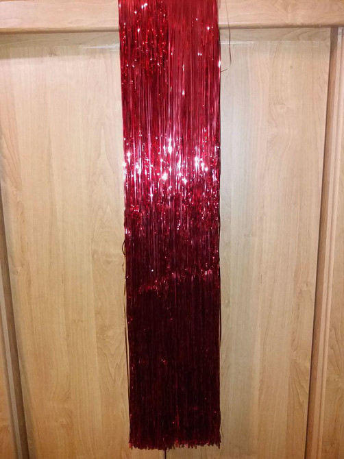 Дождик на елку новогодний 1 м на 10 см красный Киев - изображение 2