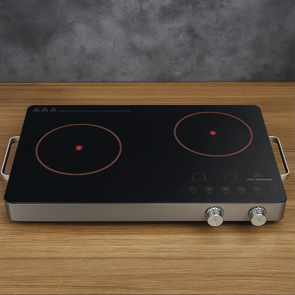 Інфрачервона плита CB-1332 Crownberg, 2 конфорки, сенсорне управління, 2000 Вт, склокераміка Одеса - фото 4