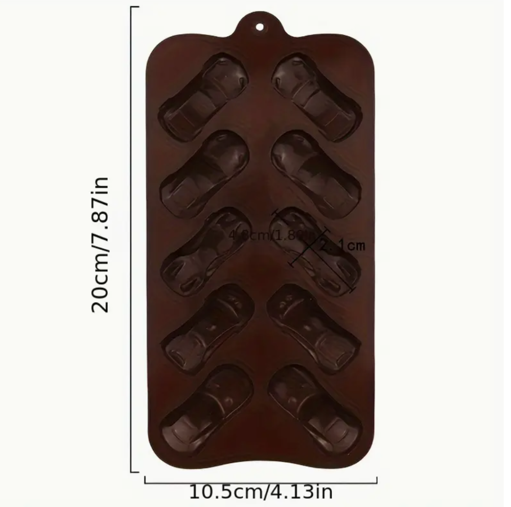 Силіконова форма 20×11 см на 10 осередків у вигляді машинок для мармеладу, цукерок та глазурованих сирків Одеса - фото 4