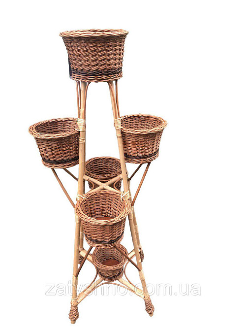 Підставка під квіти на 5 горщиків плетена. Київ - фото 2