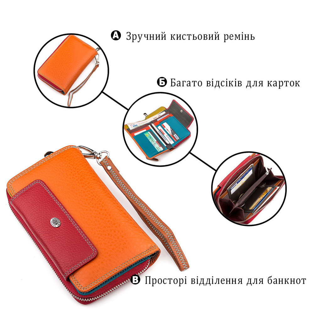 Кошелек женский вместительный Красный (ST Leather) Киев - изображение 8