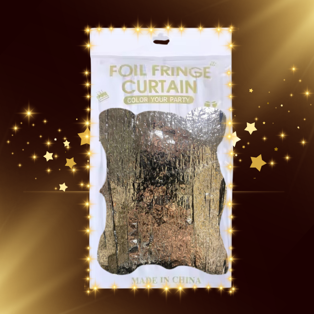 Фольгированная шторка серебристая дождик для фотозон 