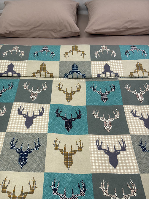 Ecotton Комплект постільної білизни Ecotton двоспальний 180х215 см зелений Олені новорічний Коломия - фото 9