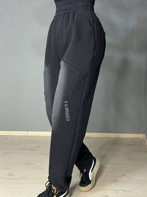 Брюки жіночі Alia 9148 утеплені на флісі мом великі розміри чорні, чорний, XL Київ - фото 4