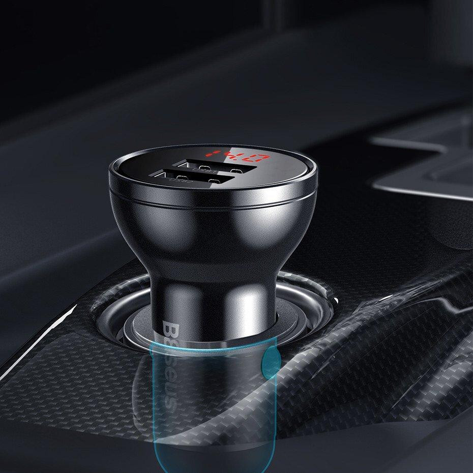 Автомобильное зарядное устройство Baseus Digital Display Dual USB 4.8A Car Charger 24W CCBX-0G (Серое) Николаев - изображение 7