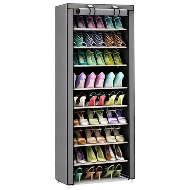 Шкаф тканевый с полками для одежды и обуви (58x30x158 см) Gray EZ-16 Львов - изображение 1