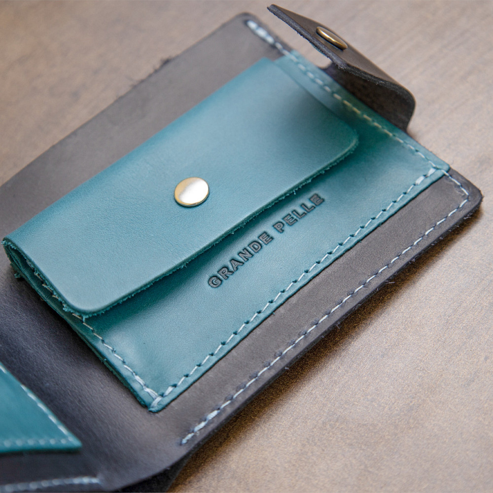 Мужское портмоне из натуральной кожи GRANDE PELLE 11461 Темно-синий Киев - изображение 8