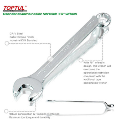 Ключ Toptul комбинированный (угол 75°) 12шт. 8-22мм (черный чехол) (GPAN1201) Винница - изображение 4