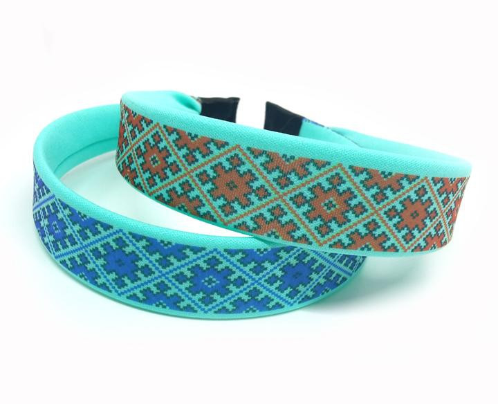 Обруч для волосся блакитний Український орнамент Київ - фото 1