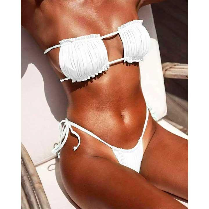 Купальник шторки на зав'язках S-M білий Вінниця - фото 8