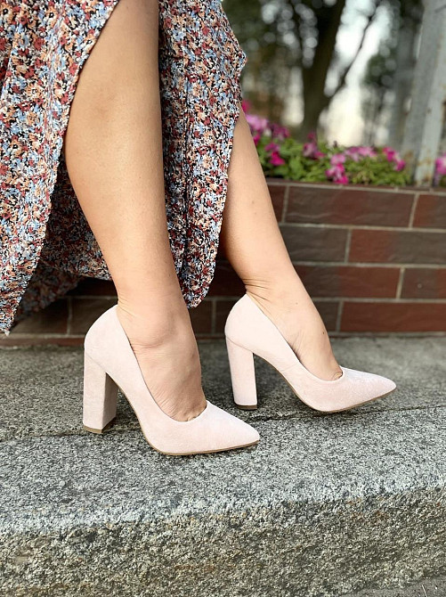 Seastar Туфлі жіночі SEASTAR пудра еко-замша каблук 10см 36р. 40р. (2756) Коломия - фото 7